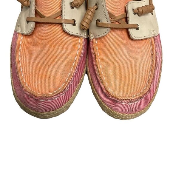 SAM EDELMAN Sebastian Canvas Boat Slip On Shoes Pink Orange White 7.5 - Picture 8 of 12